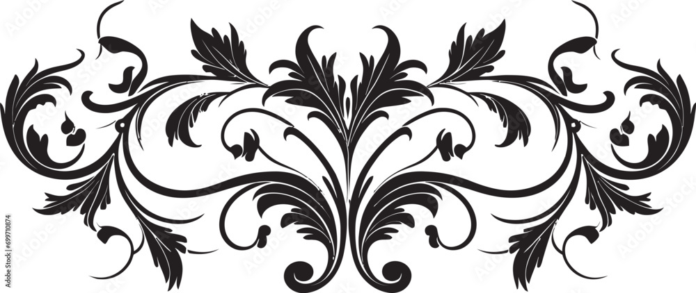 Obraz premium Opulent Onyx Tracery Black Border Design Sophisticated Scrollwork Ornamental Emblem