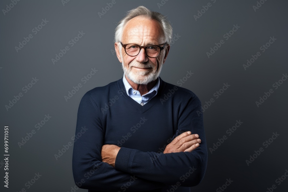 Fototapeta premium An older man wearing glasses and a sweater