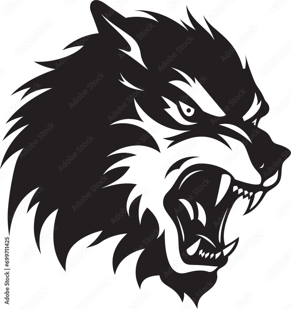 Fototapeta premium Lunar Lycanthrope Black Vector Mark Feral Night Beast Iconic Insignia