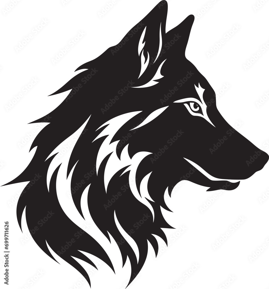 Fototapeta premium Enigmatic Alpha Wolf Insignia Moonlit Stalker Icon Design