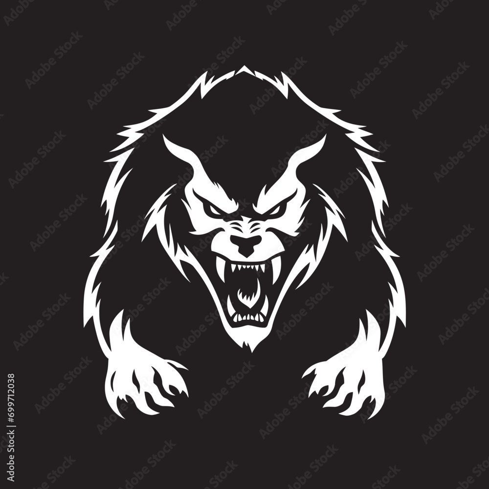 Darkened Shapeshifter Icon Design Haunting Wolf Spirit Insignia