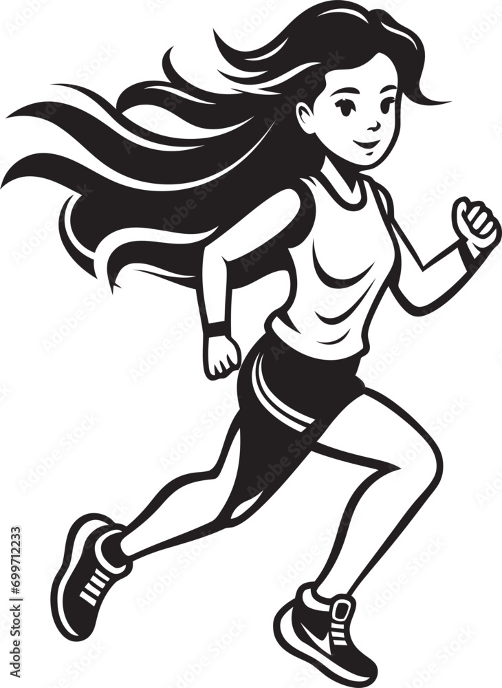 Fluid Momentum Logo Design of Running Woman in Vector Graceful Agility Black Womans Vector Logo