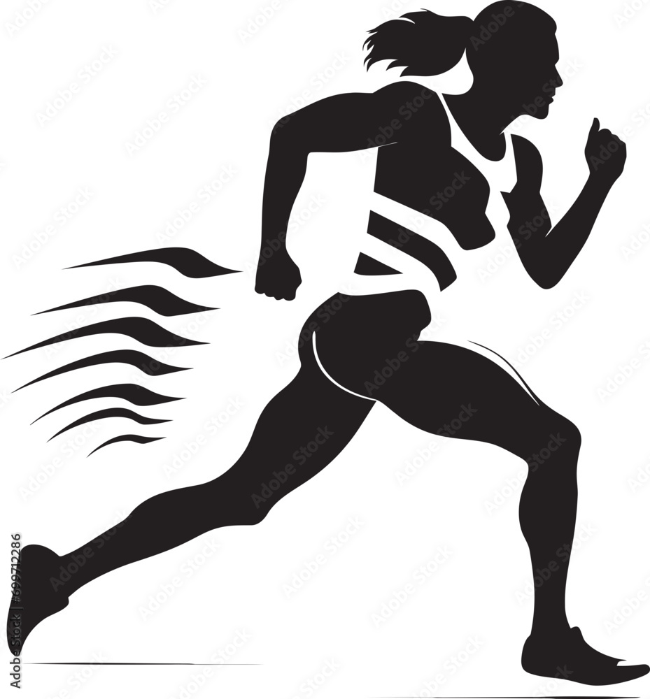 Agile Runner Girl Emblem Noir Fitness Enthusiast Insignia Agile Runner Girl Emblem Noir Fitness Enthusiast Insignia
