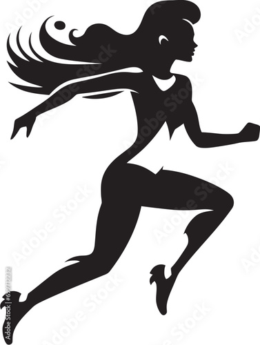 Chic Movement Black Vector Running Woman Icon Feminine Speed Vector Icon of Running Woman in Black