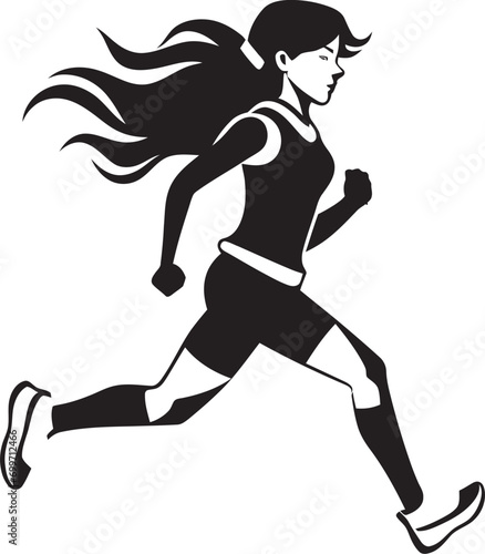 Empowered Flow Black Vector Logo for Running Woman Sleek Momentum Womans Black Vector Running Icon