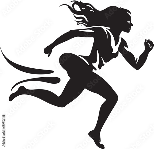 Bold Sprinter Vector Logo of a Black Woman Running Athletic Grace Black Vector Icon for Running Female