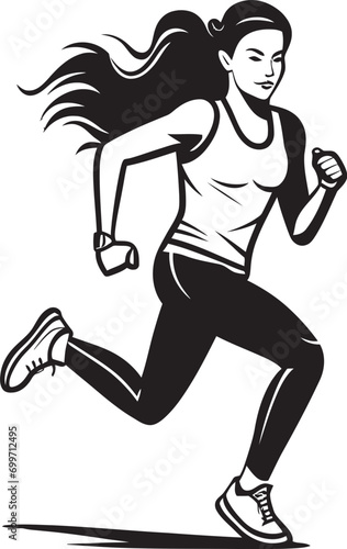 Empowered Strides Black Vector Logo for Running Woman Sleek Motion Womans Black Vector Running Icon © BABBAN