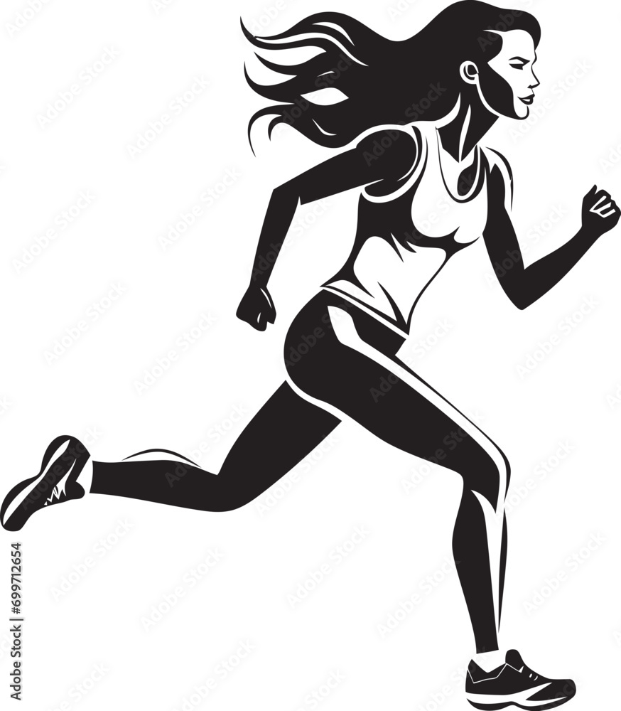 Athletic Momentum Womans Vector Logo in Black for Running Chic Sprint Black Vector Logo of Running Woman