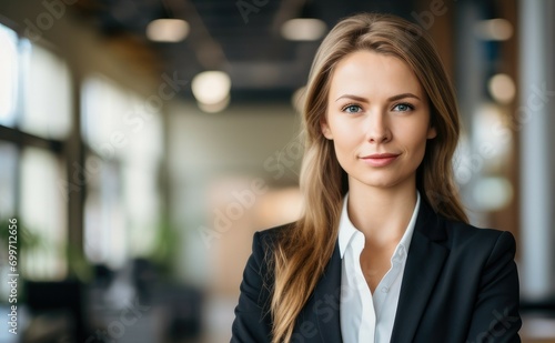 A woman in a business suit posing for a picture