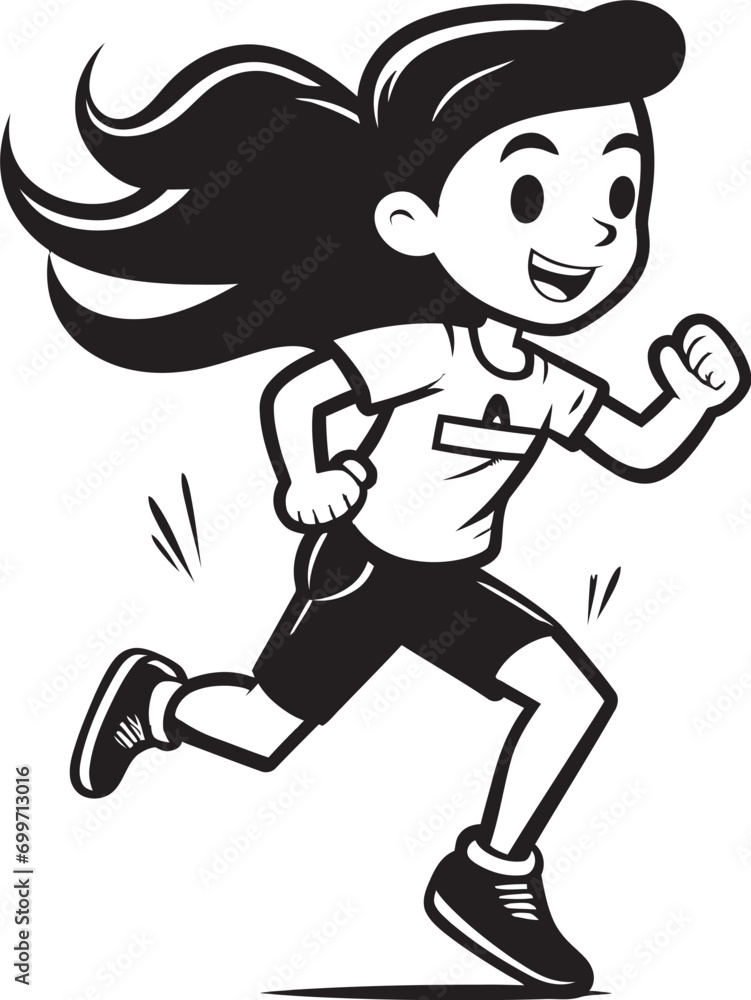 Elegant Pace Black Womans Running Icon in Vector Dynamic Flow Running Womans Vector Logo