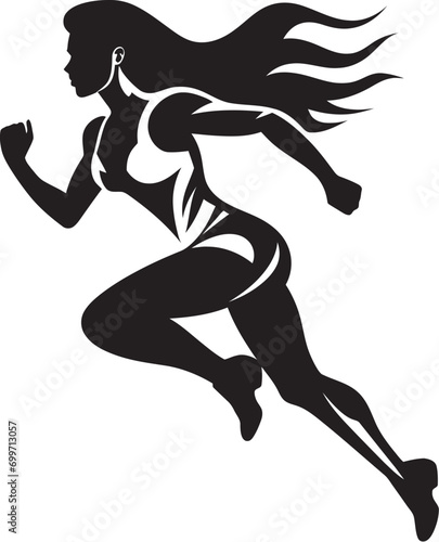 Athletic Elegance Vector Logo of Running Woman Chic Stride Black Vector Running Woman Icon