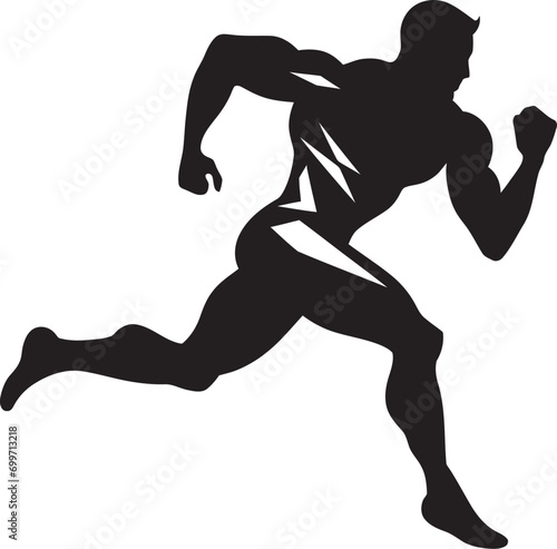 Swift Stride Black Vector Icon of Male Runner Forceful Impact Male Black Vector Logo Design