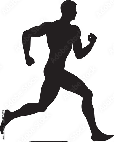 Athletic Power Black Vector Logo for Male Runner Mighty Momentum Male Athletes Black Logo