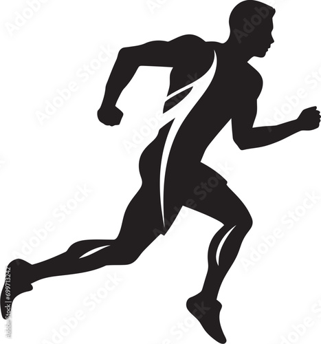 Dynamic Charge Male Black Vector Icon Design Swift Flow Running Athletes Black Logo © BABBAN