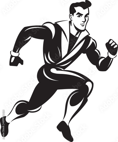 Accelerated Velocity Black Vector Logo for Male Runner Dynamic Charge Male Black Vector Icon Design