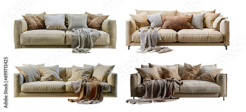 Brown modern sofa isolaed on white photo