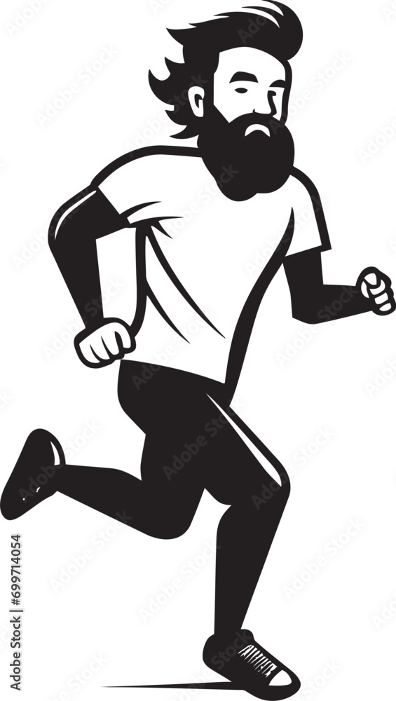 Dynamic Strides Black Vector Logo of Running Male Figure Energetic Runner Male Black Vector Icon Design