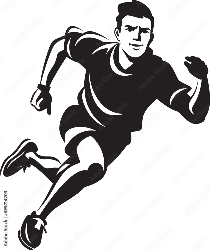 Speedy Momentum Male Persons Black Logo Powerful Stride Black Vector Icon for Male Runner