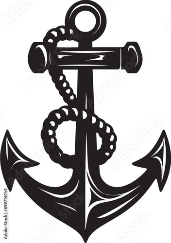 Naval Heritage Ship Anchor Black Vector Logo Timeless Seafaring Black Anchor Vector Icon photo