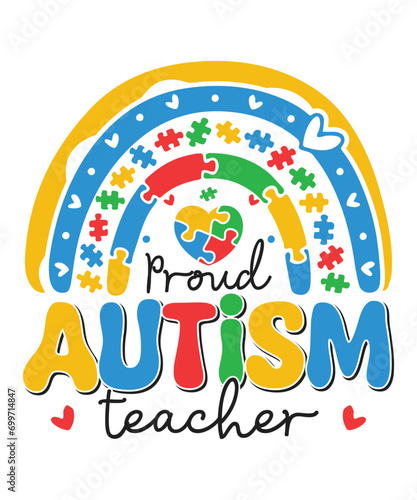 Proud autism teacher autism day awareness autism child family love Autism Awareness SVG, Autism Vector, Autism SVG