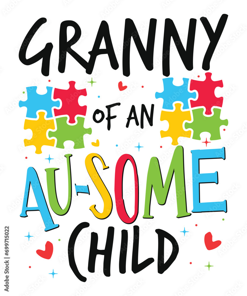 Granny  of autism child awareness day autism day child love Autism Awareness SVG, Autism Vector, Autism SVG