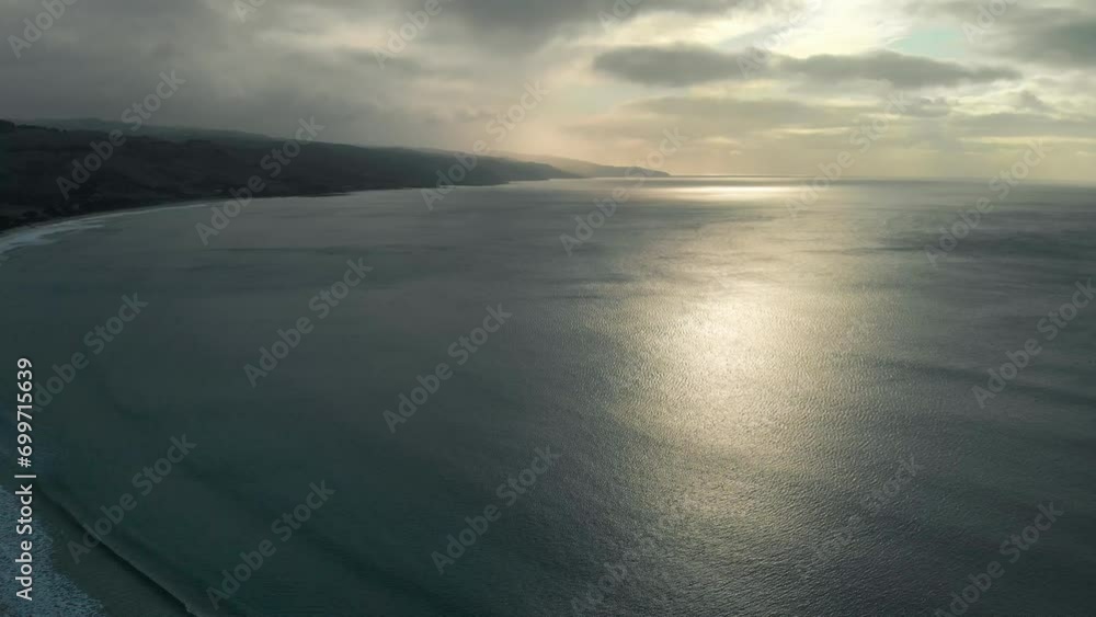 Sunset with ocean view, drone viewpoint Sunset with ocean view, drone viewpoint