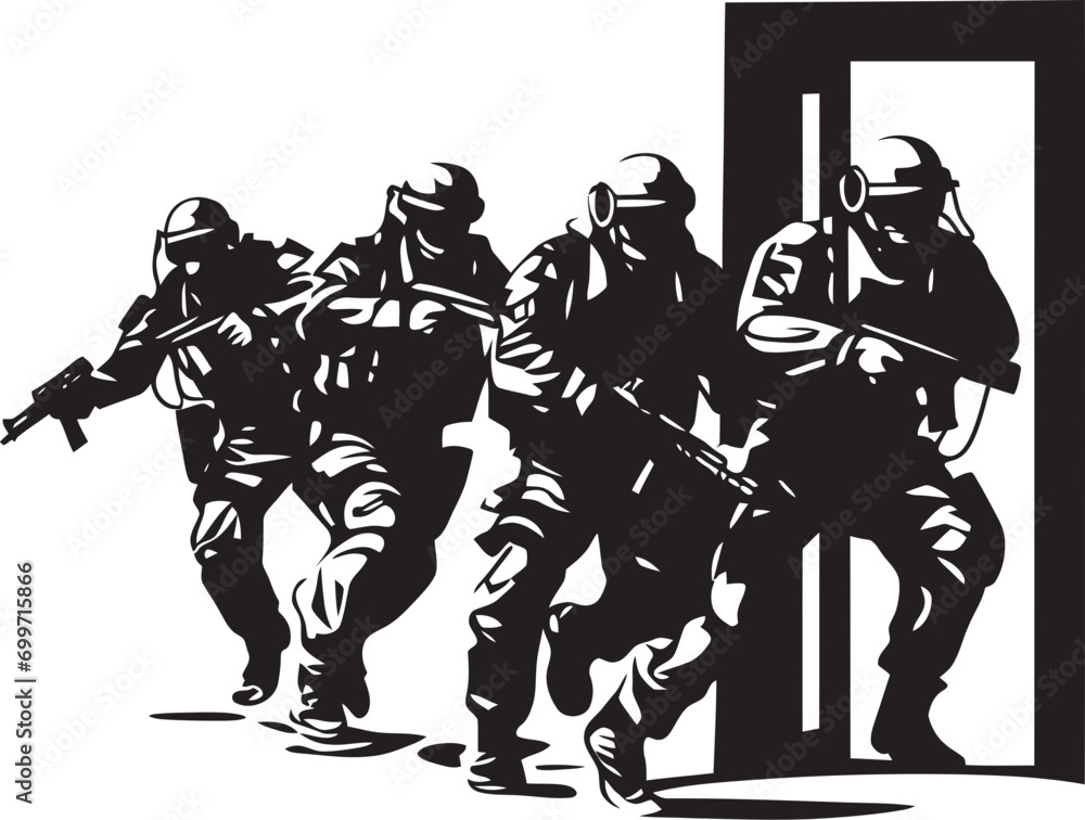 Strategic Intrusion SWAT Door Kick Logo Entry Tactics Black Vector SWAT Team Emblem