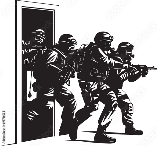 Rapid Assault SWAT Team Door Kick Emblem Dynamic Breach Black Vector Door Kick Logo