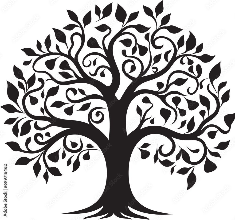 Obraz premium Tranquil Oasis Tree Black Vector Symbol Natures Sentinel Black Vector Tree Mark