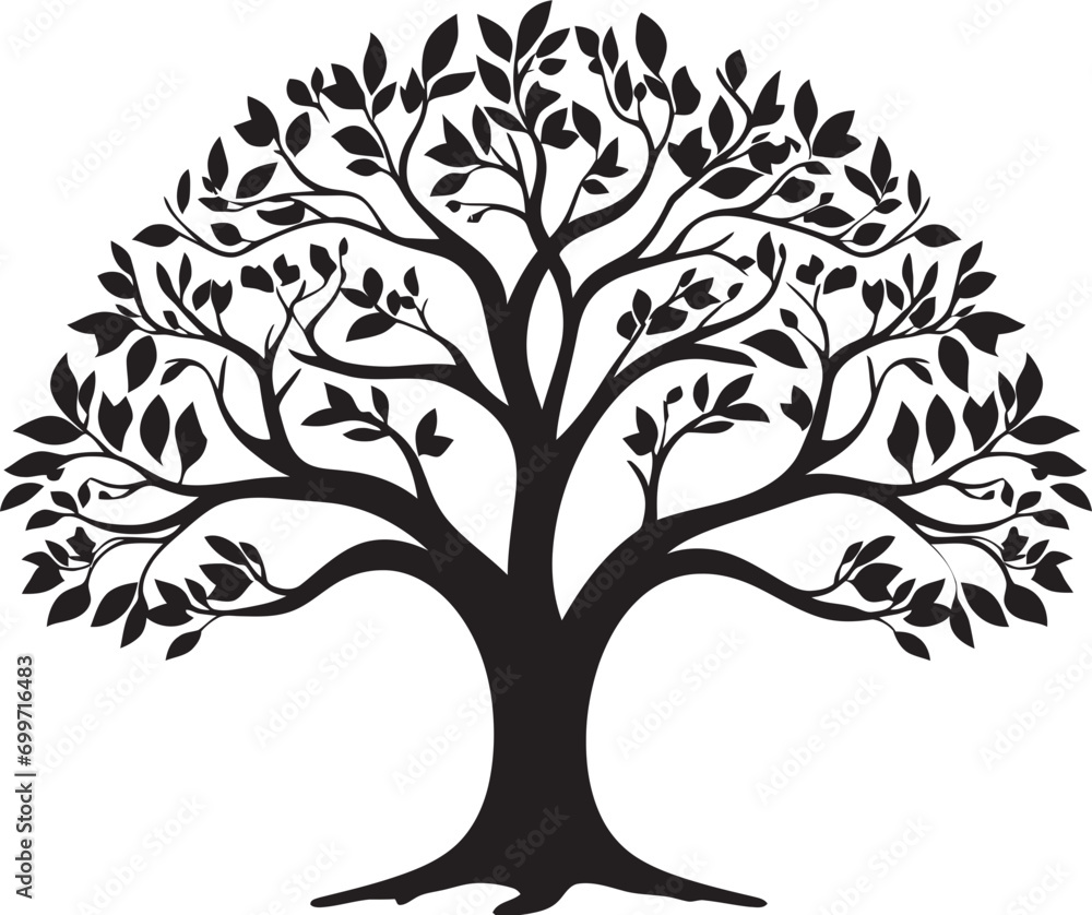 Fototapeta premium Silent Serenade Black Vector Tree Icon Iconic Canopy Tree Black Vector Emblem
