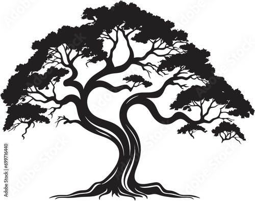 Whispering Canopy Tree Black Vector Emblem Silent Woodland Black Vector Tree Design