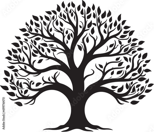 Majestic Boughs Black Vector Tree Mark Ethereal Woodland Tree Black Vector Logo