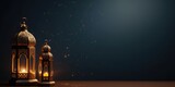 Arabic lantern of ramadan celebration background illustration, banner with copy space