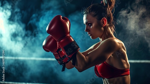 a woman in a boxing ring photo