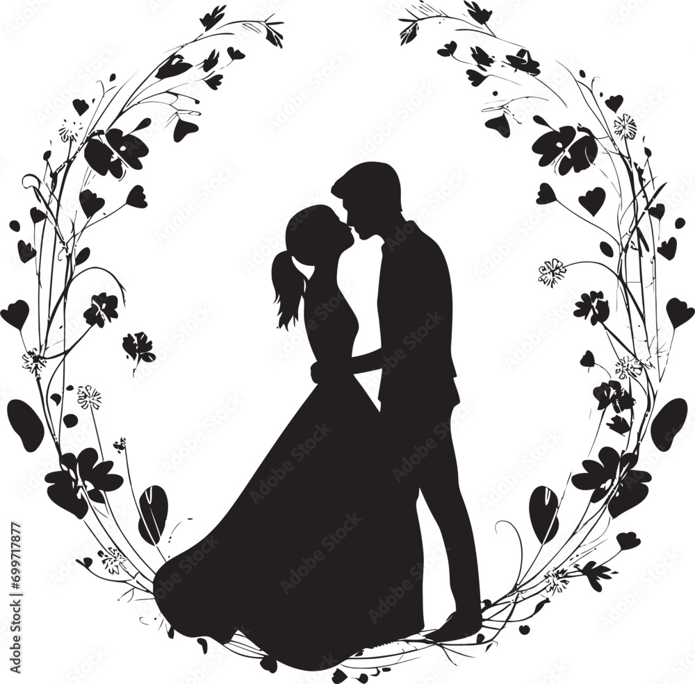 Eternal Garden Romance Floral Decor Icon Petal Harmony Black Vector Emblem Eternal Garden Romance Floral Decor Icon Petal Harmony Black Vector Emblem