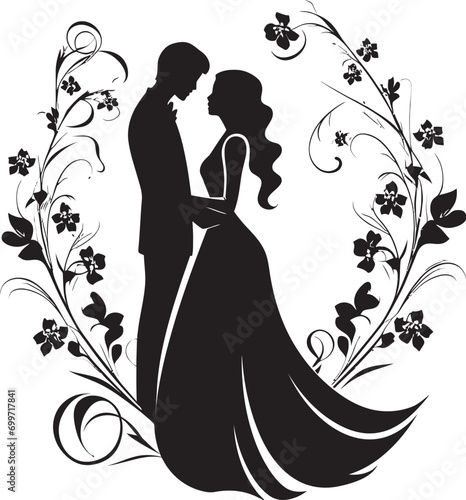 Blossom Reverie Black Vector Design Romantic Petal Waltz Floral Logo