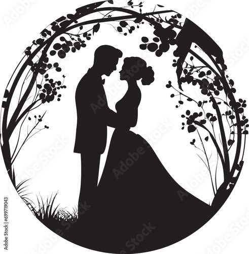 Blossom Reverie Wedding Floral Symbol Eternal Love Blooms Black Vector Emblem