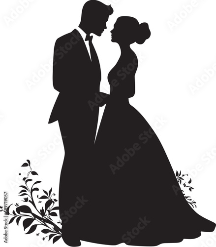 Floral Reverie Wedding Floral Emblem Eternal Blossom Melody Black Vector Emblem