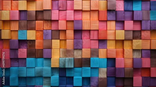 colorful wooden block pieces  beautiful wood fiber  AI Generative