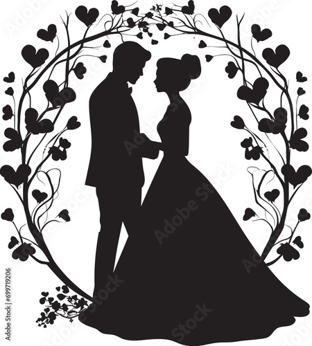 Eternal Garden Romance Floral Icon Whimsical Blossom Affair Black Vector Logo