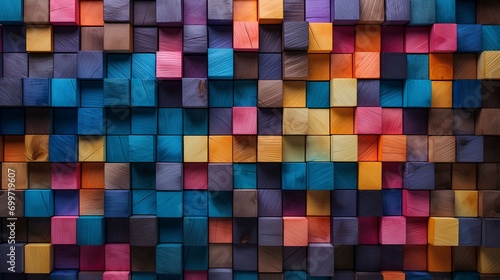 colorful wooden block pieces, beautiful wood fiber, AI Generative