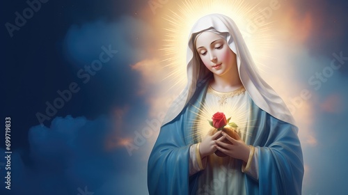 Mary Mother mystical rose, immaculate heart, beautiful loving expression  photo