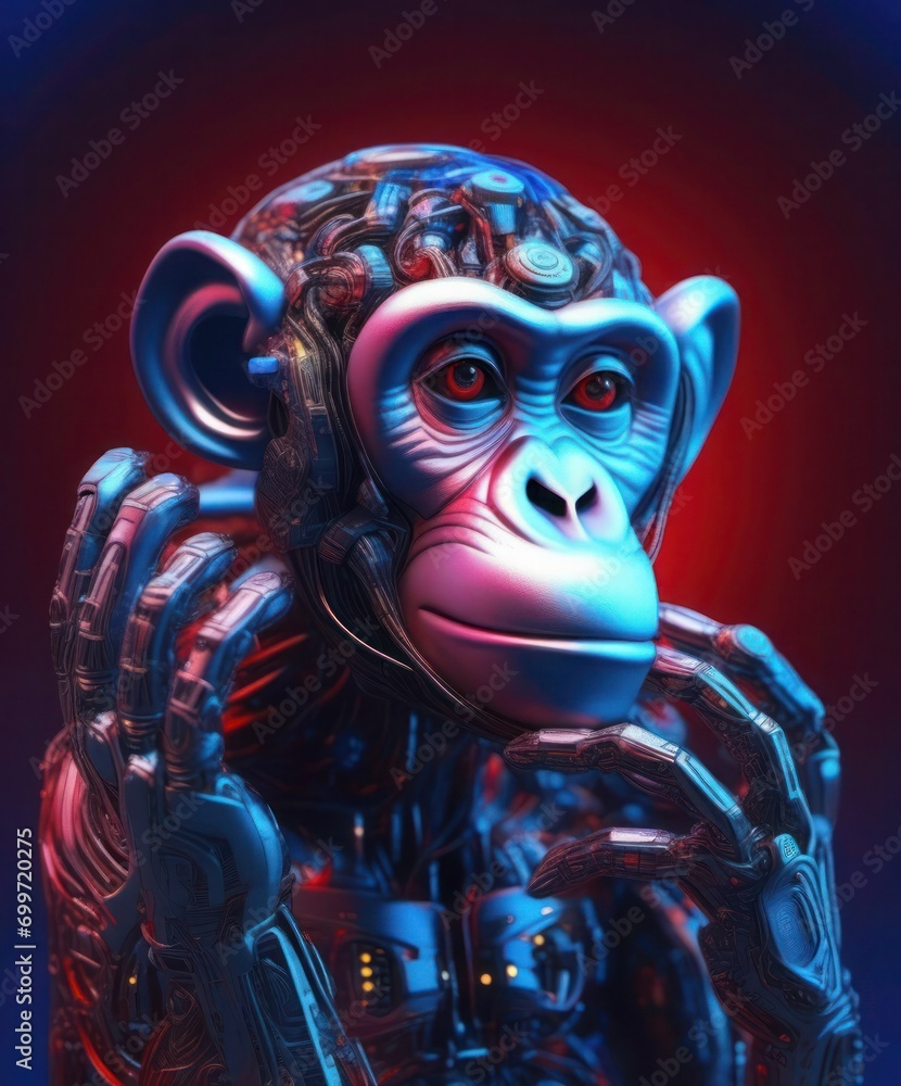 Future monkey robot, with technologically advanced structures and components