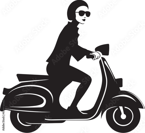 Fashionable Urban Journey Woman Vector Logo Stylish City Chic Black Vector Emblem