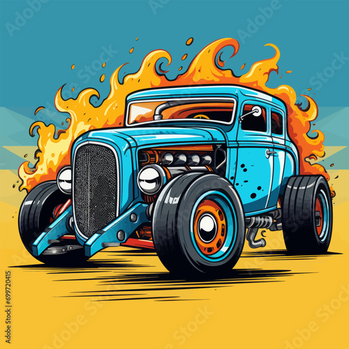 Hot rod. Cartoon vector illustration