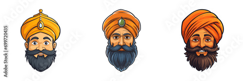 Cartoon man with turban. Vector illustration