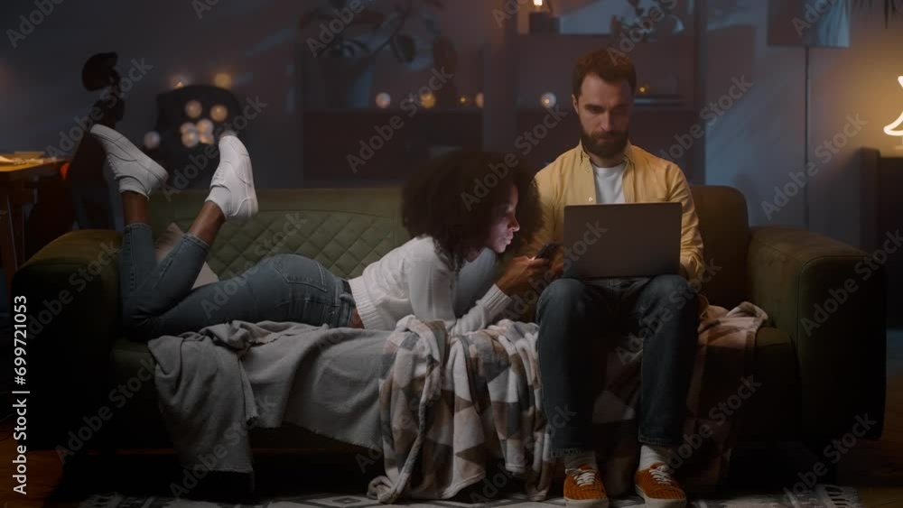 Internet addicted family using gadgets at house together Internet addicted family using gadgets at house together