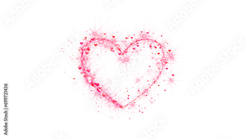 png red heart glowing and shiny particles , love and valentines day design element on transparent background	