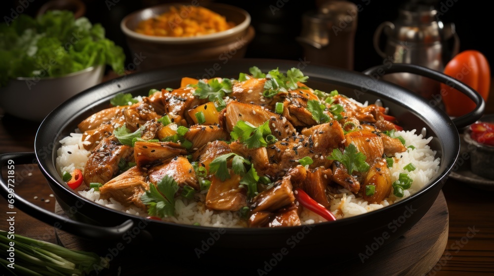 Claypot chicken rice. Food photography