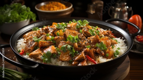 Claypot chicken rice. Food photography